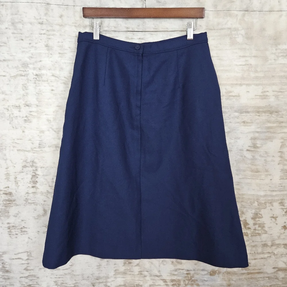 Vintage Levis Navy Blue Skirt M A-Line Levi Strauss & Co Levis Midi Office 80s